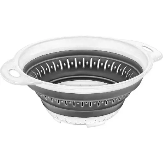 Collapsible Colanders (Strainers) for Fruit Vegetable Food Sizes 8" - 2 Quart (grey) image {3}