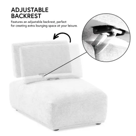 HOMES: Inside + Out 5pc Povoa 159" Modular Curved Sectional Sofa Modern Chenille with Extendable Backrest Pink image {4}