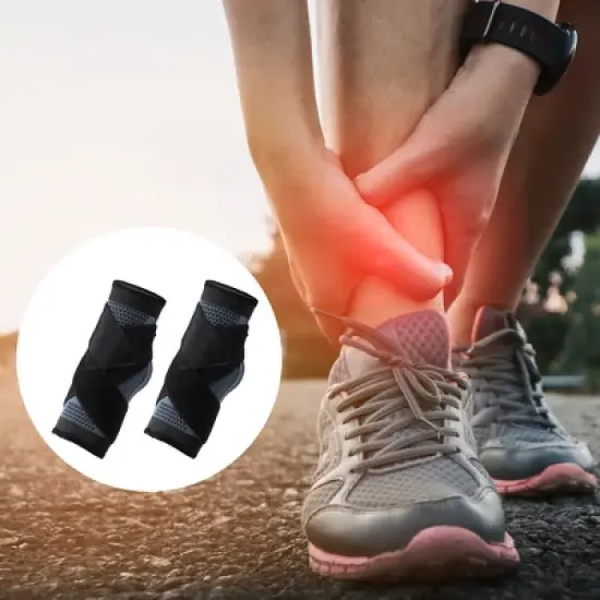 Unique Bargains Ankle Brace Achilles Tendon Wrap Support Adjustable Ankle Compression Sleeve Socks 1 Pair image {1}