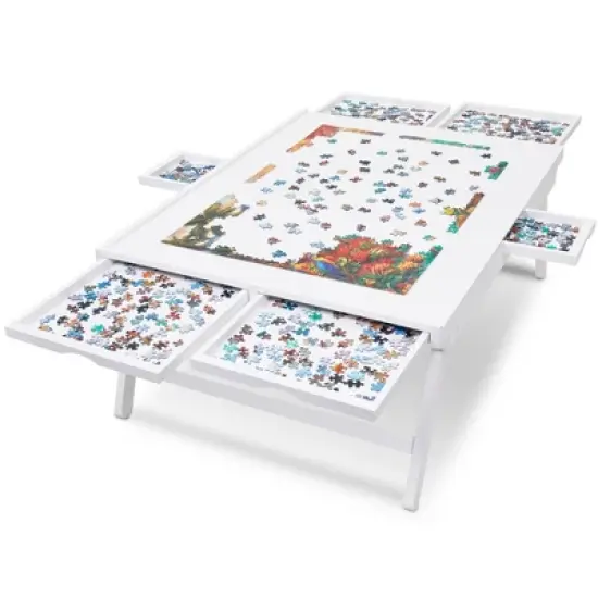Jumbl 27x35" Jigsaw Puzzle Board Rack w/Legs, Mat & 6 Drawers  image {9}