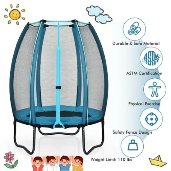 Costway 4ft Kids Trampoline Recreational Bounce Jumper W/Enclosure Net Outdoor Indoor image {5}