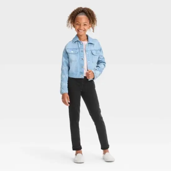 Girls' Quilted Sleeve Jean Jacket - Cat & Jack&trade; Light Wash image {2}