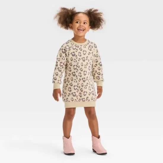 Grayson Mini Toddler Girls' Leopard Fleece Crew Dress image {2}