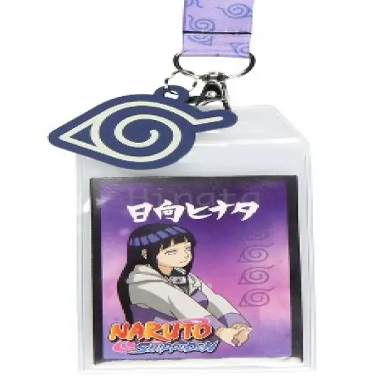 Naruto Hinata Hyuga ID Badge Holder Lanyard w/ Hidden Leaf Village Rubber Pendant image {1}