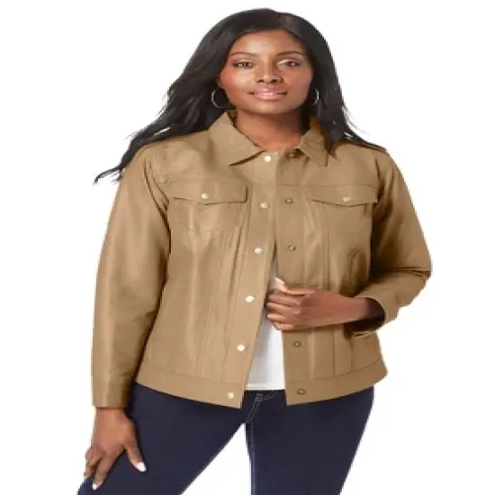 Jessica London Women&rsquo;s Plus Size Denim Style Leather Jacket image {6}