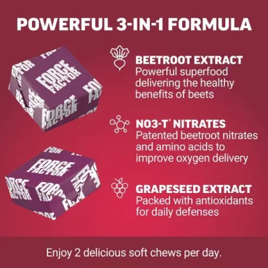 Force Factor Total Beets Dietary Supplements Soft Chews - Acai Berry - 60ct image {3}