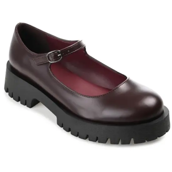 Journee Collection Womens Kamie Mary Jane Round Toe Buckle Flats image {11}