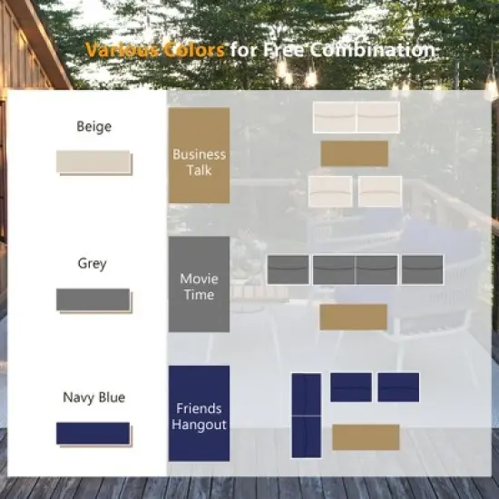 4-Piece Boho Patio Furniture Set with Handmade Rope Weave, Acacia Wood Table, and Metal Frame image {8}