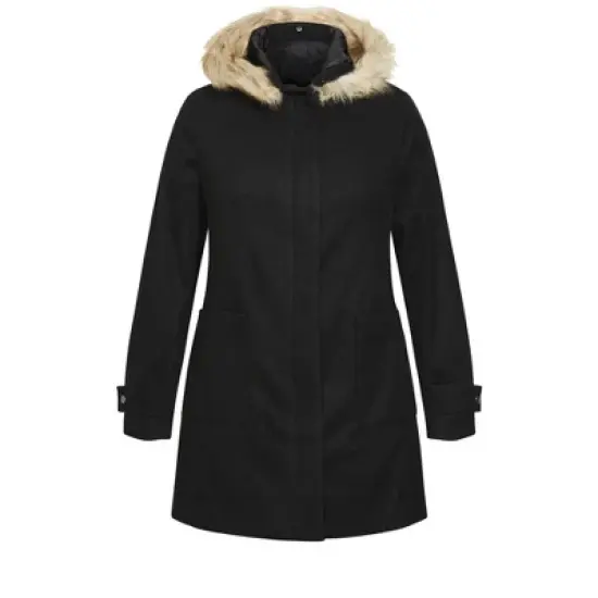 Women's Plus Size Faux Wool Voyager Coat - black | AVENUE image {2}