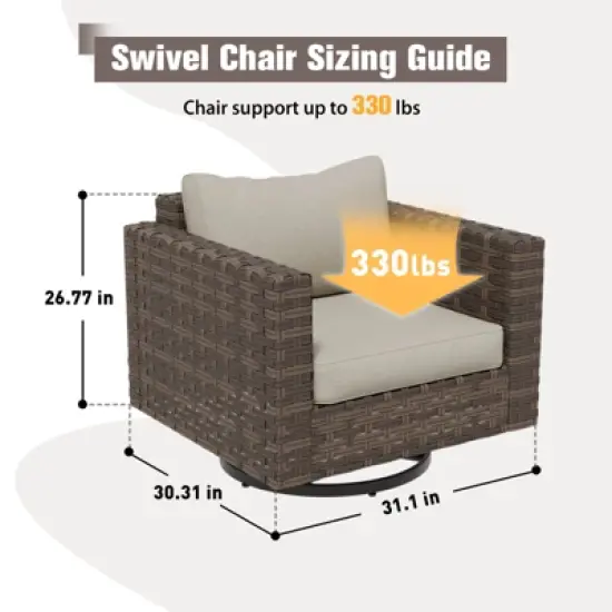 EAGLE PEAK Harbor Haven Wide Wicker Swivel Rocking Chair for Outdoor Patio Cushioned image {2}