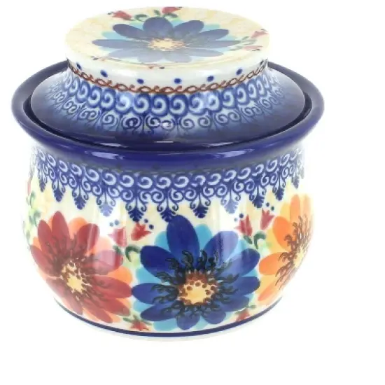 Blue Rose Polish Pottery 549 Vena French Butter Dish image {2}
