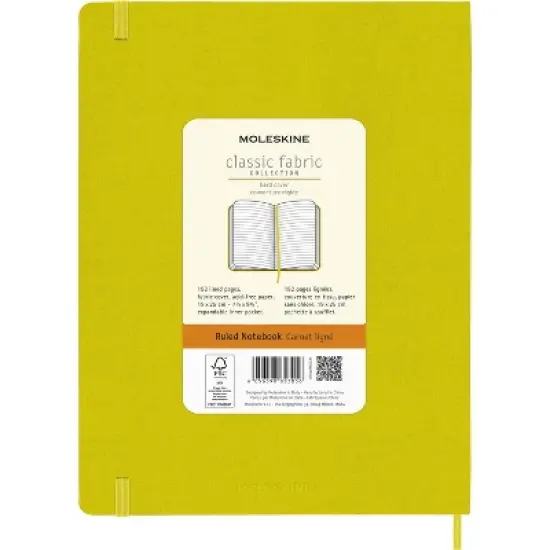 Moleskine Ruled Classic Notebook 7.5"x9.75" Hard Cover Hay Yellow Silk: Hardcover Journal, Pocket, Ribbon Marker, image {1}