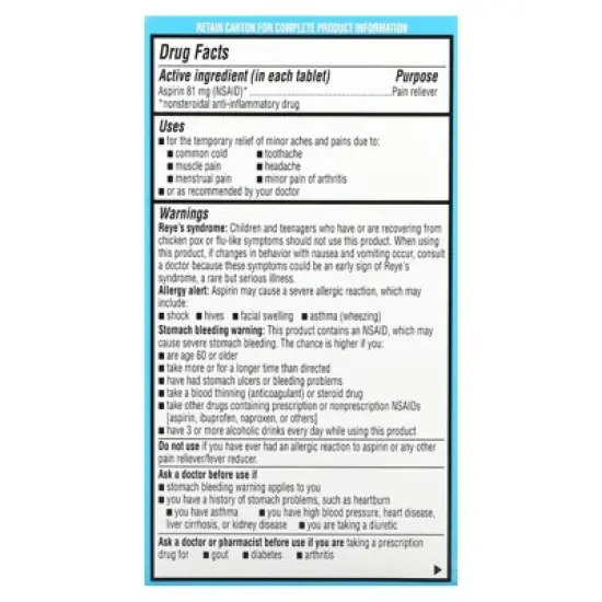 Ecotrin Safety Coated Aspirin, Low Strength, 81 mg, 365 Tablets image {2}