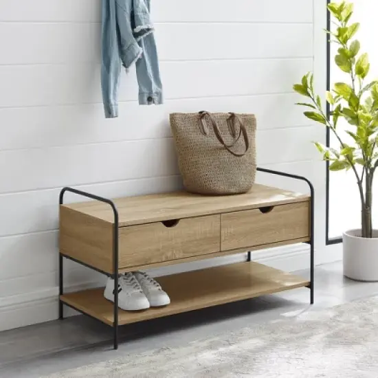 Modern 2 Drawer Storage Entry Bench - Saracina Home image {1}