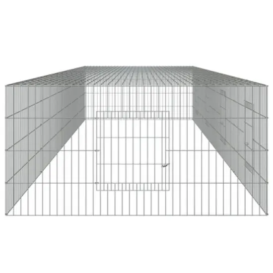 vidaXL 4-Panel Rabbit Cage Animal Playpen - Outdoor Galvanized Iron Enclosure - Silver, 170.5"x42.9"x21.3" image {4}