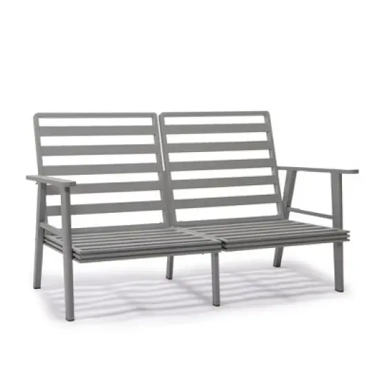 Leisuremod Walbrooke Modern 3 Piece Patio Set with Grey Aluminum Frame image {9}