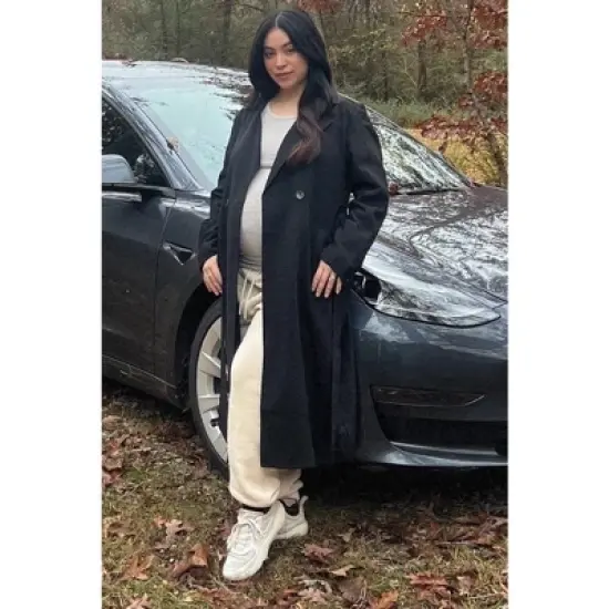 PinkBlush Heather Grey Soft Knit Ruched Maternity Top image {4}