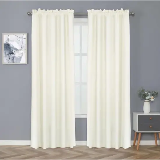 Kate Aurora Basic Drape Light Filtering Woven Jacquard Thermal Single Rod Pocket Window Curtain Panel image {9}