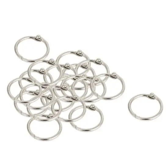 Unique Bargains Metal Book Calendar Loose Leaf Binder Ring Silver Tone 0.8" Inner Dia 20 Pcs image {5}