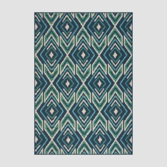 Myrtle Geometric Outdoor Rug Navy/Green - Christopher Knight Home image {5}