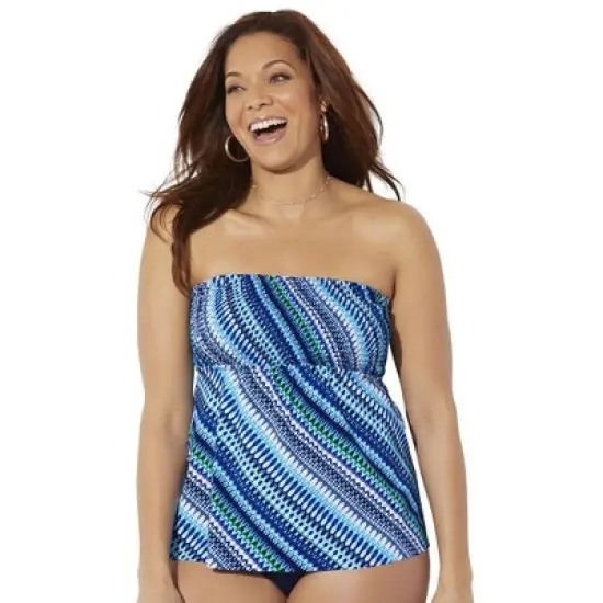 Swimsuits for All Women&rsquo;s Plus Size Smocked Bandeau Tankini Top image {12}