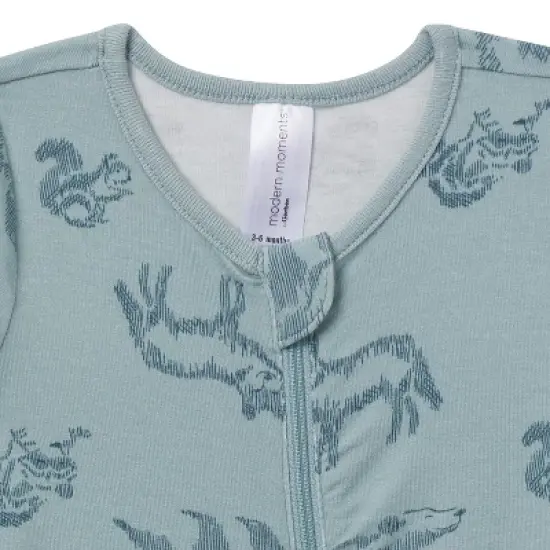 Modern Moments by Gerber Baby Boys' 2-Pack Long Sleeve Footless Rompers, Blue image {8}