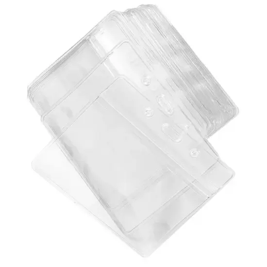 Unique Bargains Plastic Horizontal Name Tag Employee Badge ID Card Holders Clear 50 Pcs image {3}
