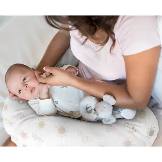 Sweet Jojo Designs Girl Support Nursing Pillow Cover (Pillow Not Included) Desert Sun Pink and Taupe image {1}