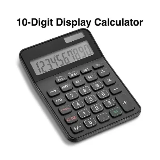 TRU RED Staples 10 -Digit Battery/Solar Powered Basic Calculator Black (ST240-CC) image {1}