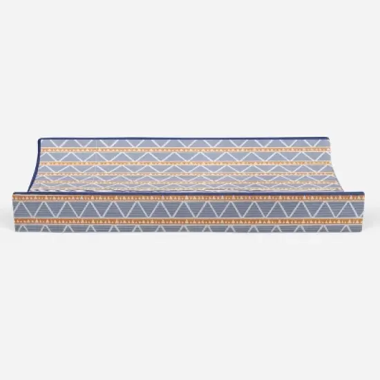 Bacati - Liam Orange/Navy Large Triangles Quilted Muslin Changing Pad Cover image {4}