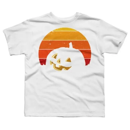 Boy's Design By Humans Vintage Retro Sunset Halloween Pumpkin I By lemonpepper T-Shirt image {4}