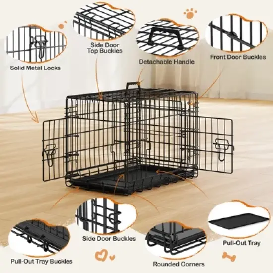 Yaheetech Metal Dog Crate for Small to Medium-Sized Dogs, Black image {3}