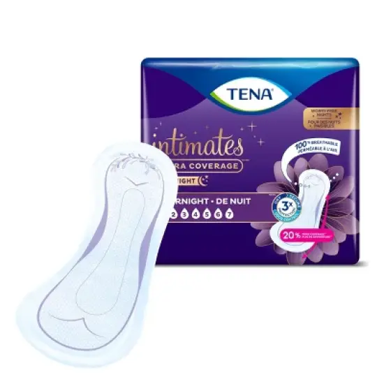 TENA Intimates Bladder Control & Postpartum for Women Incontinence Pads - Overnight Absorbency - Extra Coverage image {5}