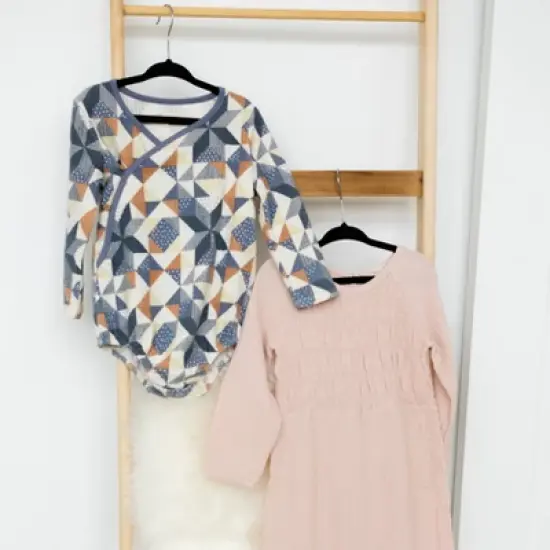  Grayson Collective Baby Patchwork Wrap Bodysuit - Cream/Violet image {7}