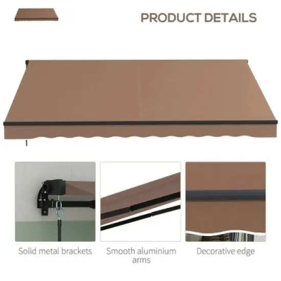 Resenkos Patio Awning, Outdoor Sun Shade Shelter Cover Awnings,12' x 10' Retractable Awning, 280gsm UV Resistant Sunshade Shelter, Coffee image {3}