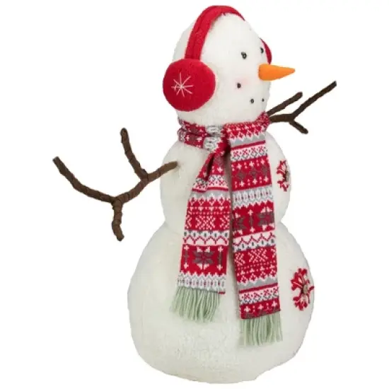 Northlight Plush Snowman with Button Snowflakes and Earmuffs Christmas Decoration - 21.5" - image {3}