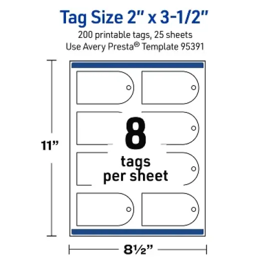 Avery Printable Arched Printable Tags, Sure Feed Technology, 2" x 3-1/2", Glossy White Cardstock, Print-to-The-Edge, Laser/Inkjet Printable, 80 Total image {4}
