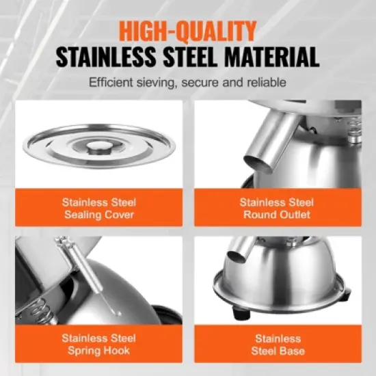 VEVOR Automatic Electric Vibrating Sieve, Stainless Steel Sifter Shaker Machine with 30+50 Mesh, 45W Automatic Powder Sifter Machine Countertop image {2}