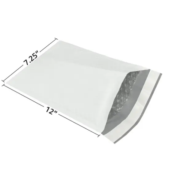 UOFFICE Pack of 100 White Poly Bubble Mailer Bags 7.25"x12"- #1 Envelopes image {10}