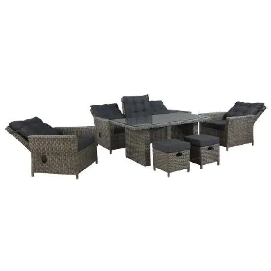 Asti 6pc Wicker Outdoor Seating Set - Gray - Alaterre Furniture image {2}