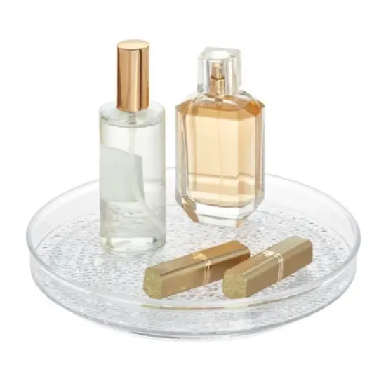 iDesign 9-Inch Plastic Lazy Susan Organizer for Bathroom Storage - Clear image {3}