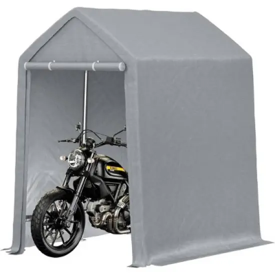 GustoWave 6x8 FT Outdoor Storage Shed Carport Canopy, Portable Garage for Motorcycle, Garden Tools image {6}
