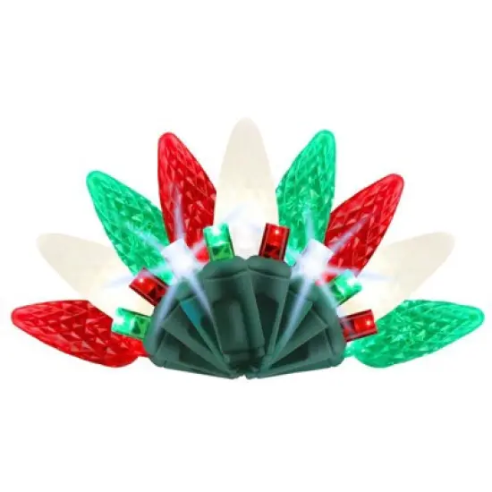Celebrations Platinum LED C6 Red/Green/Pure White 50 ct String Christmas Lights 25 ft. image {1}