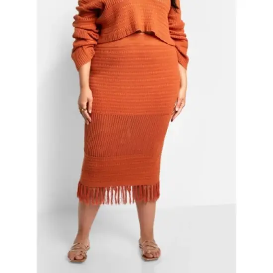 Jina Crochet Tassel Hem Midi Bodycon Skirt image {2}