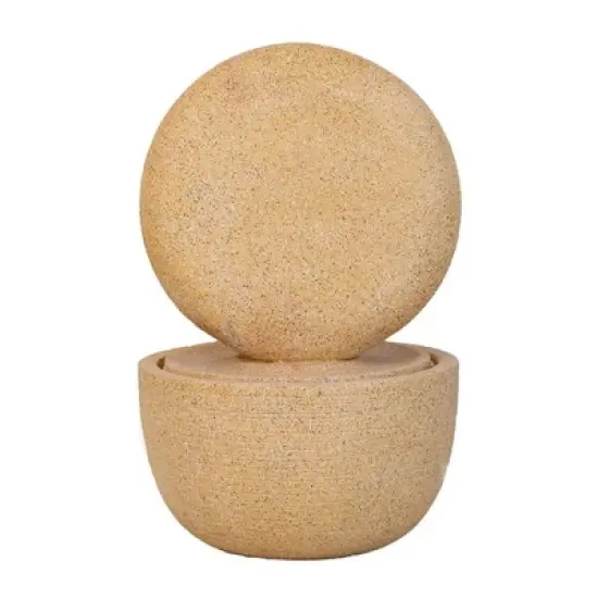 NAYSAYE Fountain Round Cement Water Feature with Two Tier Design for Garden and Patio, Beige and Yellow, 21.7"*21.7"*34.3" image {3}
