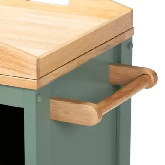 Dorthy Two-Tone Wood Kitchen Cart Green/Natural - Baxton Studio image {10}