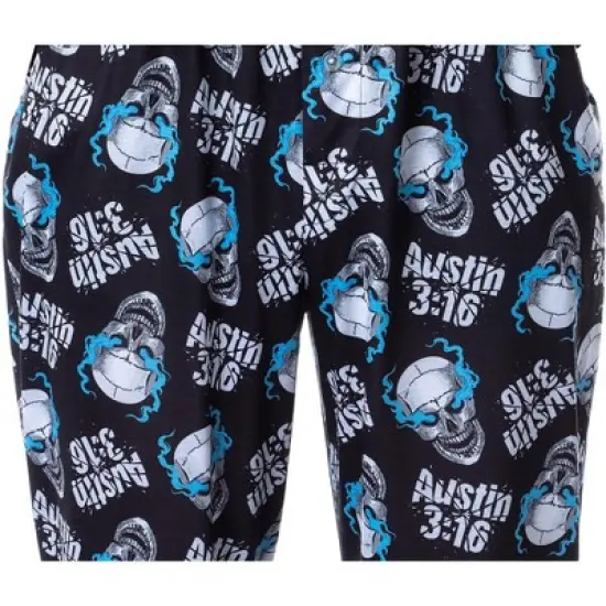 WWE Mens' Wrestling Stone Cold Steve Austin 3:16 Sleep Pajama Set Black image {3}