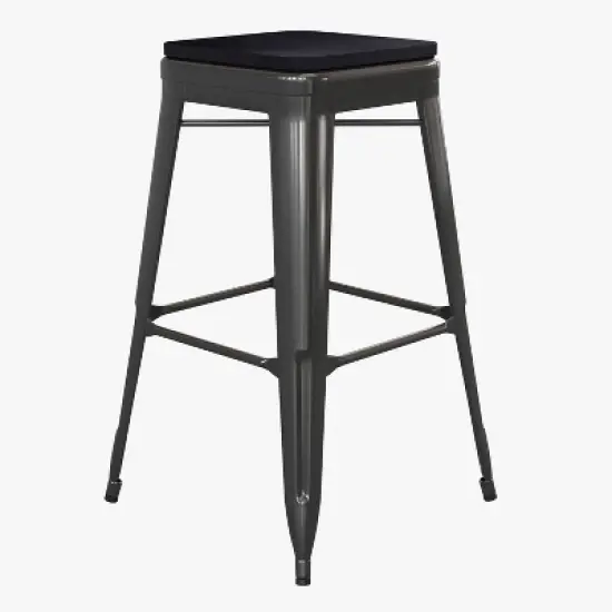 Flash Furniture Cierra Set of 4 Commercial Grade 30" High Backless Metal Indoor Bar Height Stools with All-Weather Poly Resin Seats image {14}