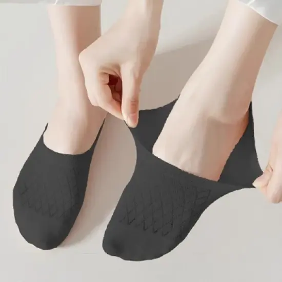 Alilang Women's Solid No Show Socks Non Slip Cotton 6Pk image {4}