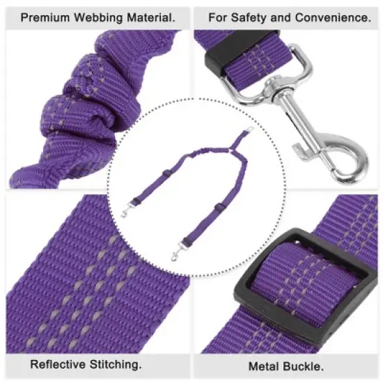 Unique Bargains Double Dog Seat Belt Purple 1 Pc image {2}